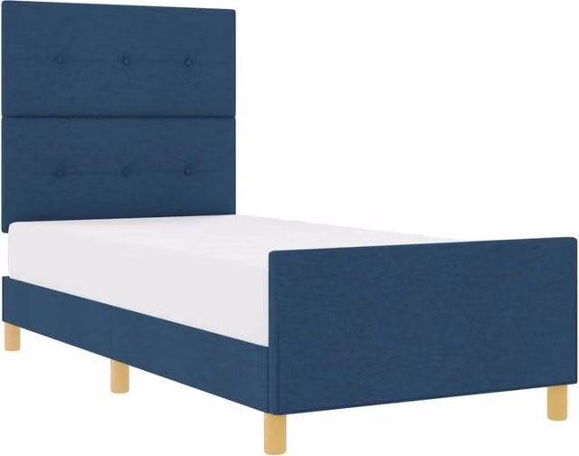 Letto singolo | Letto per adulti | Struttura del letto con testiera Blu 100 x 200 cm Tessuto