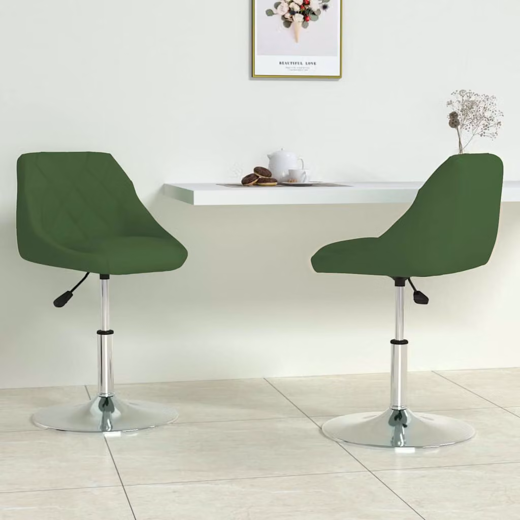Set di 2 sedie da pranzo girevoli vidaXL in velluto verde scuro con design moderno