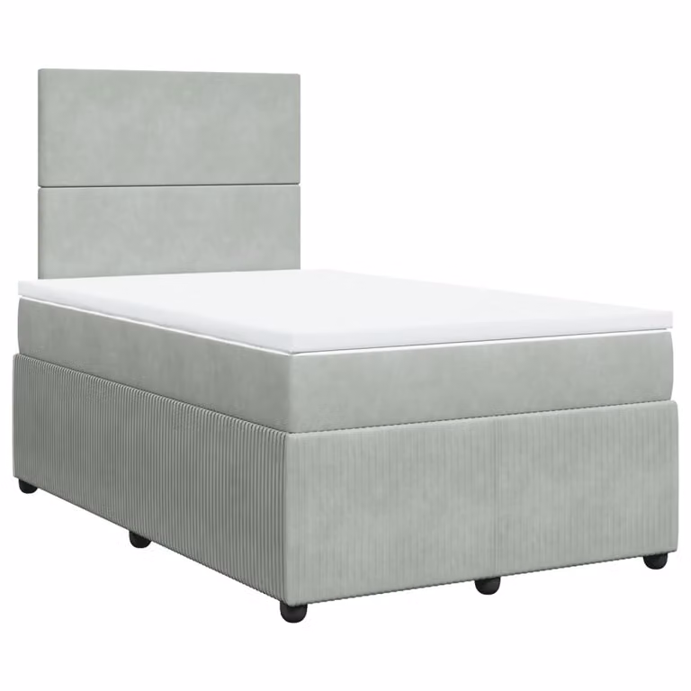 Giroletto a Molle con Materasso Grigio Chiaro 120x190cm Velluto