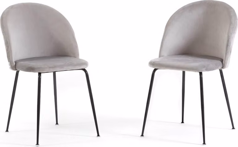 Set di 2 sedie da pranzo imbottite, gambe in metallo, design elegante per cucina, sala da pranzo, bar e ristoranti SARA - grigio chiaro/grigio scuro