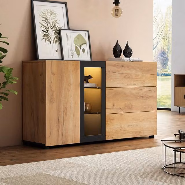 Console - Xylo - 3 cassetti vetrina 140cm moderno