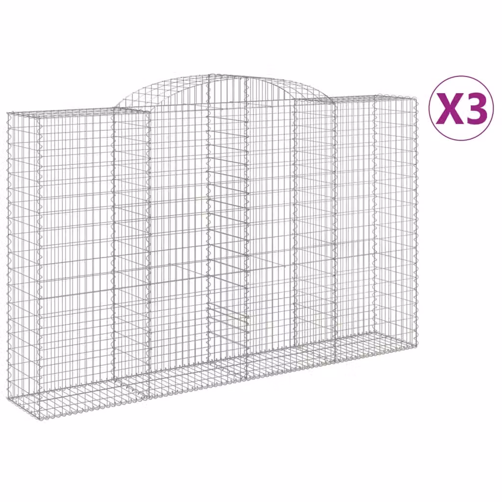 Cesti Gabbioni ad Arco 3 pz 300x50x180/200 cm Ferro Zincato