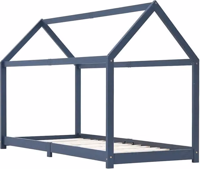 Giroletto per Bambini | Letto Infantile | Lettino Grigio in Massello di Pino 90x200 cm