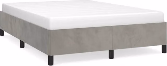 Letto matrimoniale Design In in velluto grigio con struttura in legno, L/P/H: 193 x 140 x 35 cm