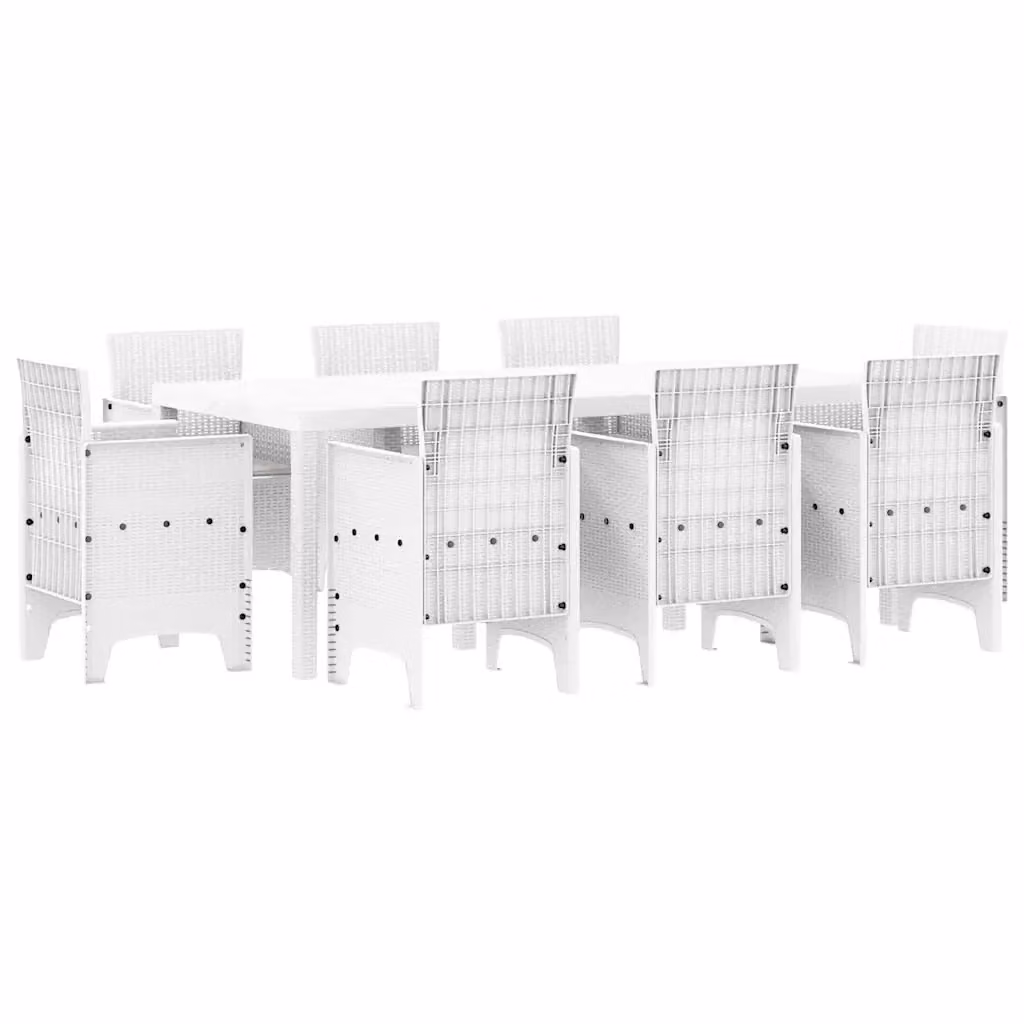 Set da pranzo per giardino e terrazzo vidaXL in polipropilene bianco, 9 pezzi – 2