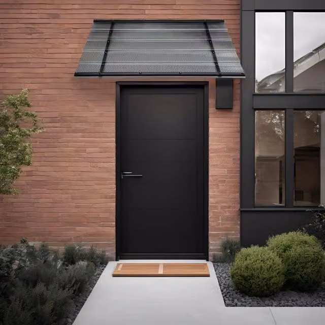 Tettoia a capanna Starkedach Diamonds Straight T-150 con telaio in alluminio e rivestimento monolitico in policarbonato colore grigio antracite 8017 – 1