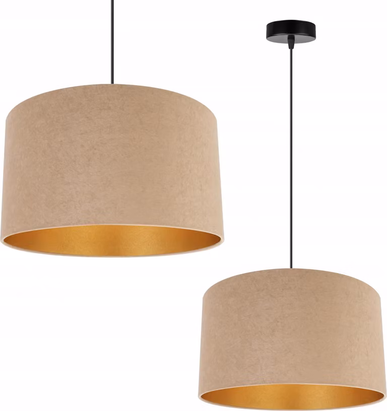 Lampada a sospensione Lampadario in velluto dorato Paralume
