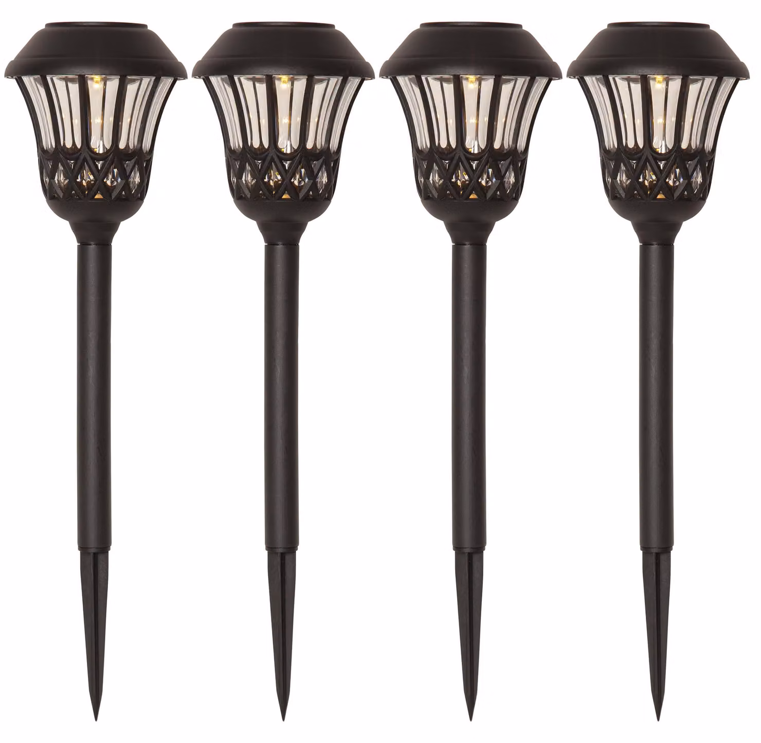 Luce solare a LED "Lace", set di 4, nero