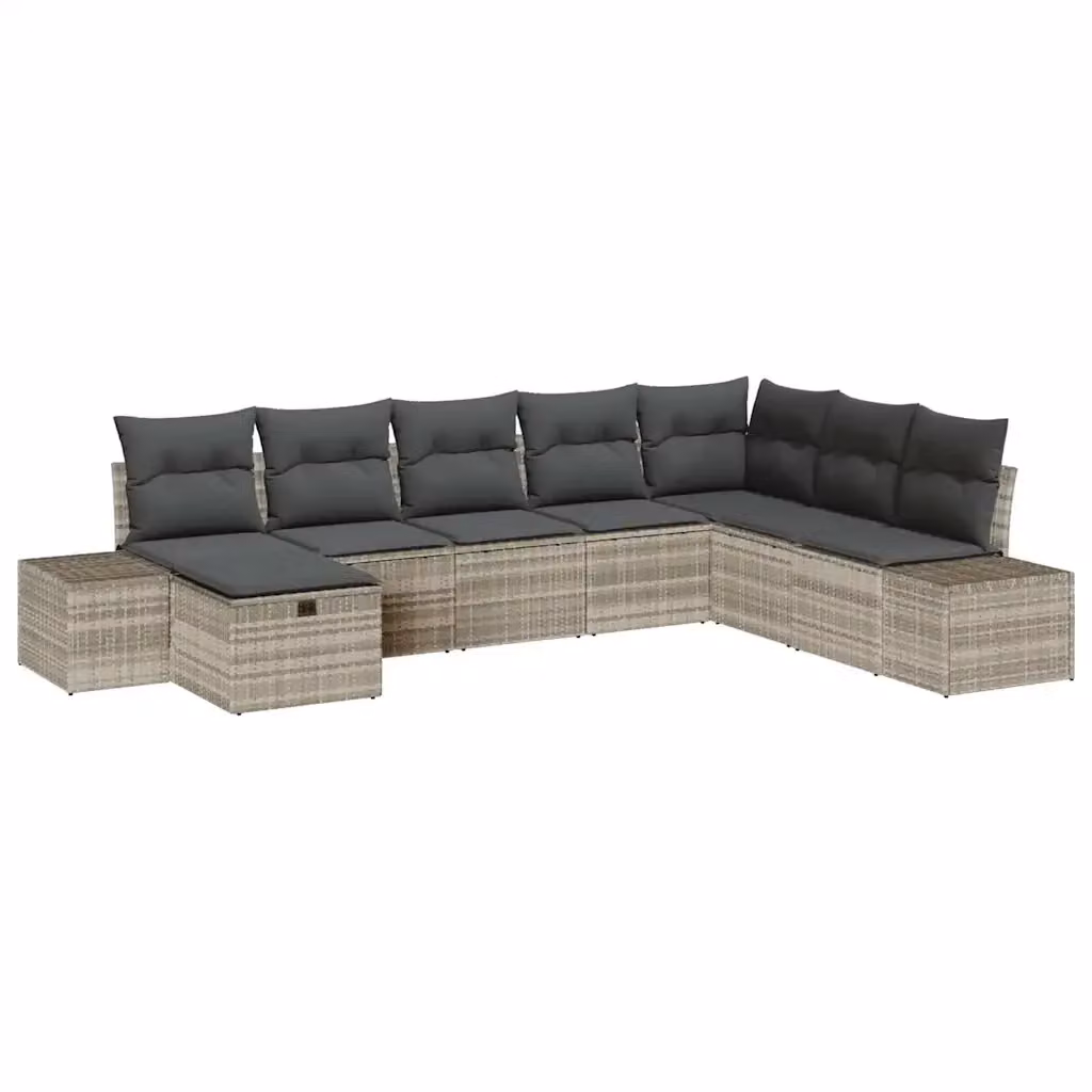 Set Divano da Giardino vidaXL 8 pz Grigio con Cuscini e Struttura in Metallo e Polyrattan – 2