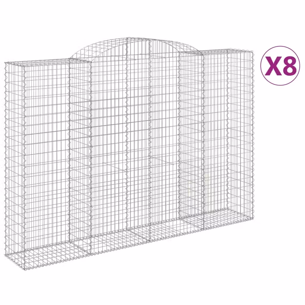 Set di 8 Cesti Gabbioni ad Arco Videx in Acciaio Zincato Argento L: 300 cm, P: 50 cm, H: 200-220 cm – 2