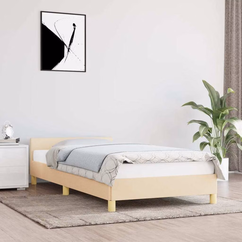 The Living Store Struttura letto con testiera crema 80x200 cm in tessuto