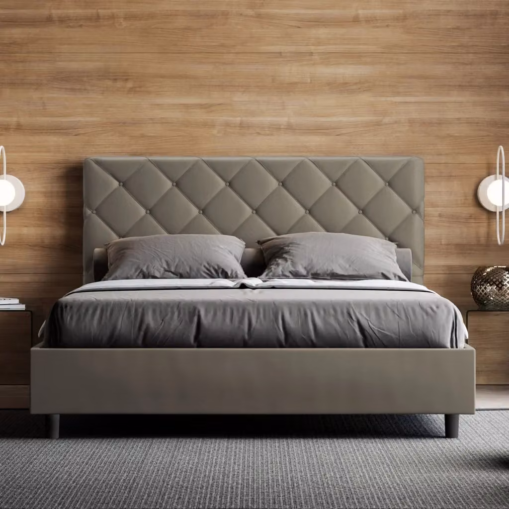 Letto Matrimoniale Priya con Contenitore e Rete, Imbottito in Similpelle con Testata e Alzata, L/P/H: 160 x 190 x 122 cm – 2