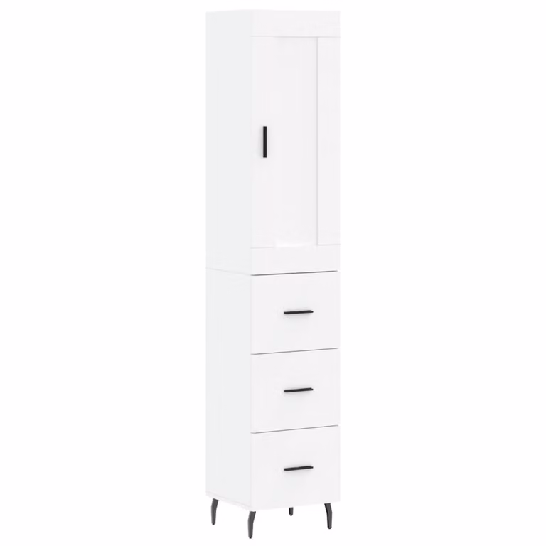 Credenza Bianca 34,5x34x180 cm in Legno Multistrato