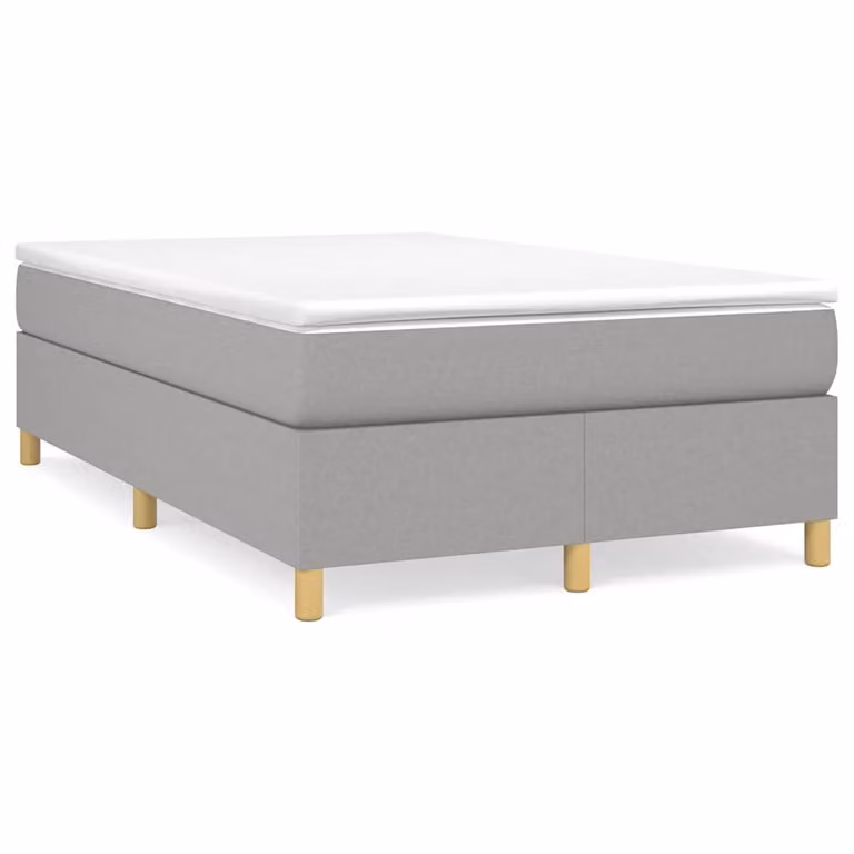 vidaXL Giroletto a Molle Ibrido con Materasso in Tessuto Grigio e Bianco L/P/H: 120 x 200 x 35 cm