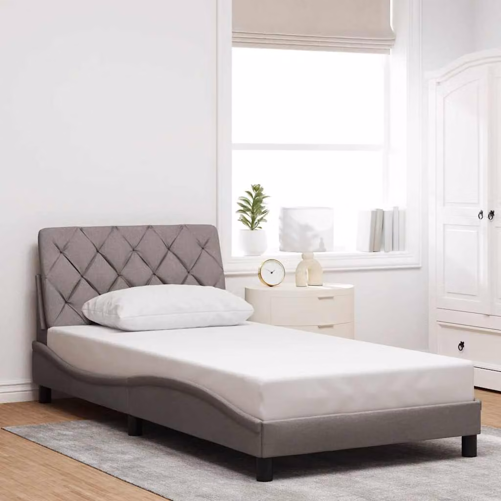vidaXL Giroletto senza Materasso Tortora 100x200 cm in Tessuto