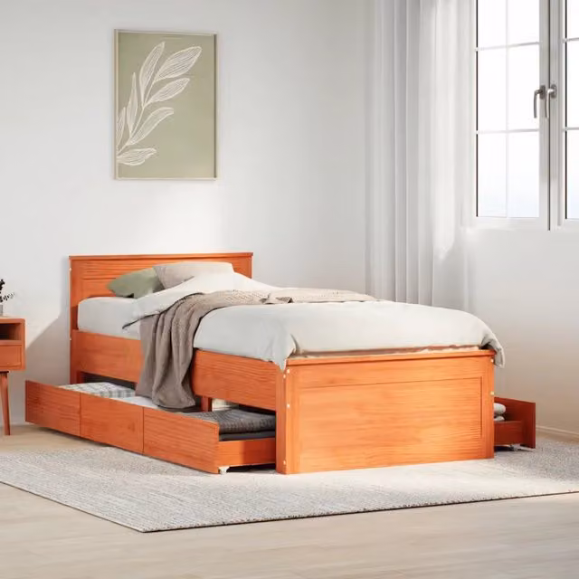 Giroletto senza Materasso con Testiera-Struttura Letto Rovere Marrone 90x200 cm 841987