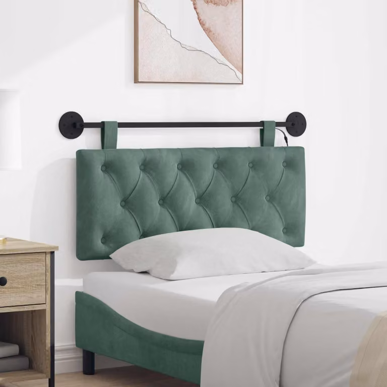 Testiera sospesa vidaXL in velluto verde con illuminazione integrata