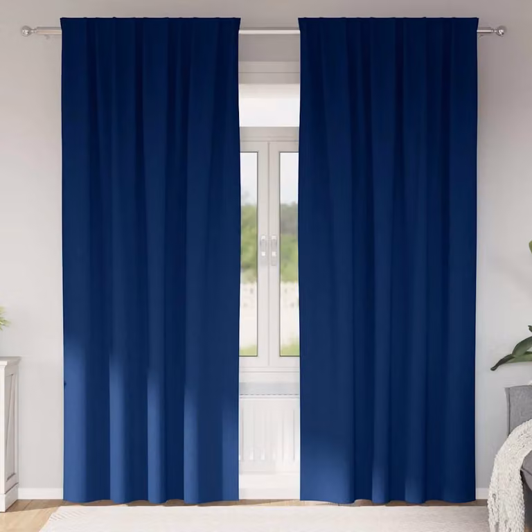 Set di 2 tende blackout vidaXL con anelli in poliestere, colore blu, H: 260 cm x L: 140 cm