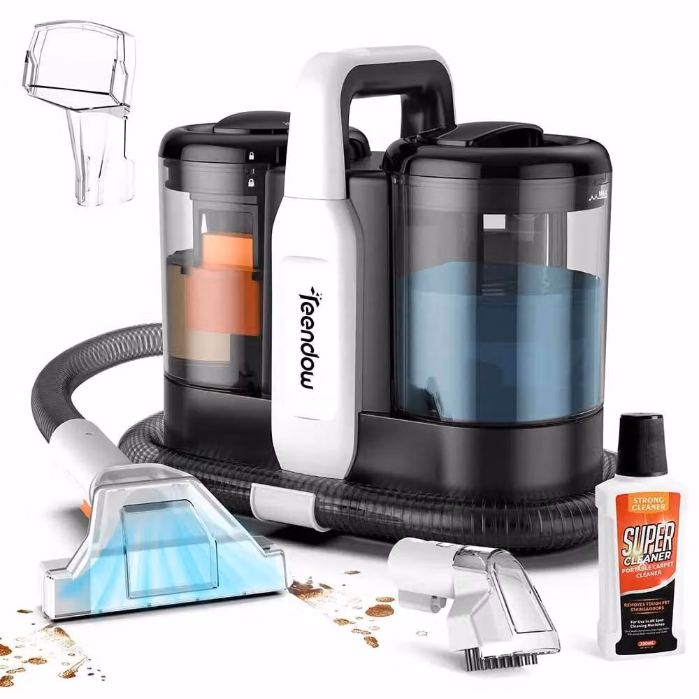 Pulitore per tappeti e tappezzeria e aspirapolvere - C5 - Potenza 500 W - Serbatoio da 1500 ml - Rimuove i peli di animali - Per tappeti, divani, interni dell'auto - Spina UE - Nero