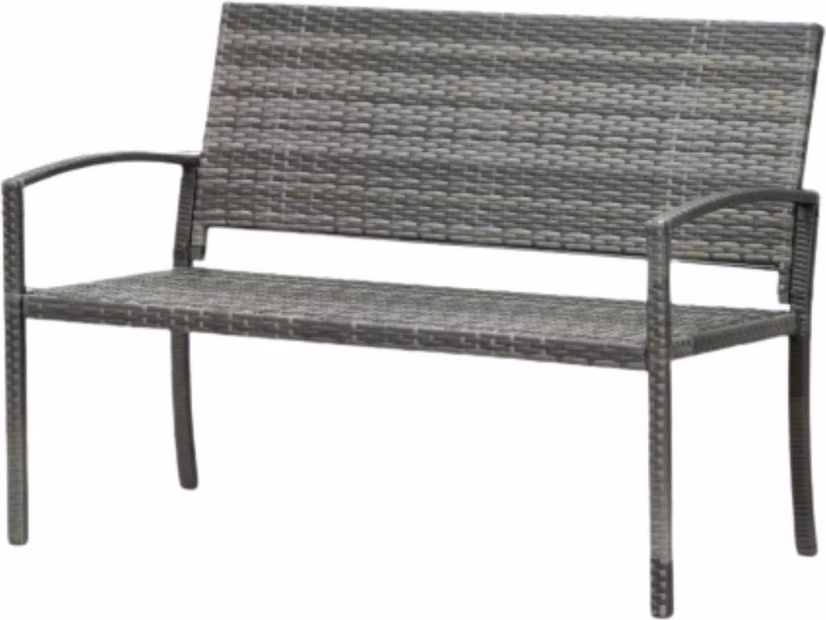 Panca da giardino - Due posti - Per esterni e veranda - Design in rattanPoliuretanoper tutte le stagioni con telaio in acciaio - Leggera e facile da montare - Mobili da giardino - Grigio