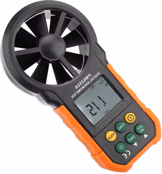 Misuratore di velocità del vento digitale PM6252A con schermo LCD retroilluminato e design portatile, colore nero