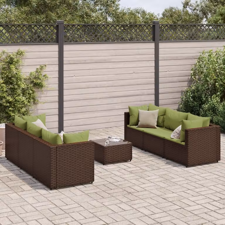 Maison Exclusive - Set da giardino 7 pezzi con cuscini Marrone Poly Rattan