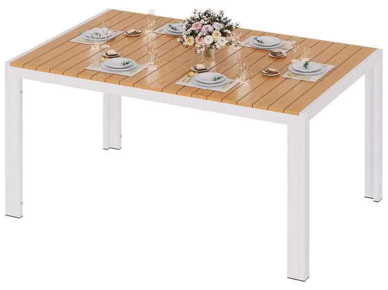 Tavolo da giardino - Tavolo da esterno - Tavolo per terrazza - Tavolo per patio - Tavolo in WPC - 140x90 cm - Struttura in alluminio resistente agli agenti atmosferici