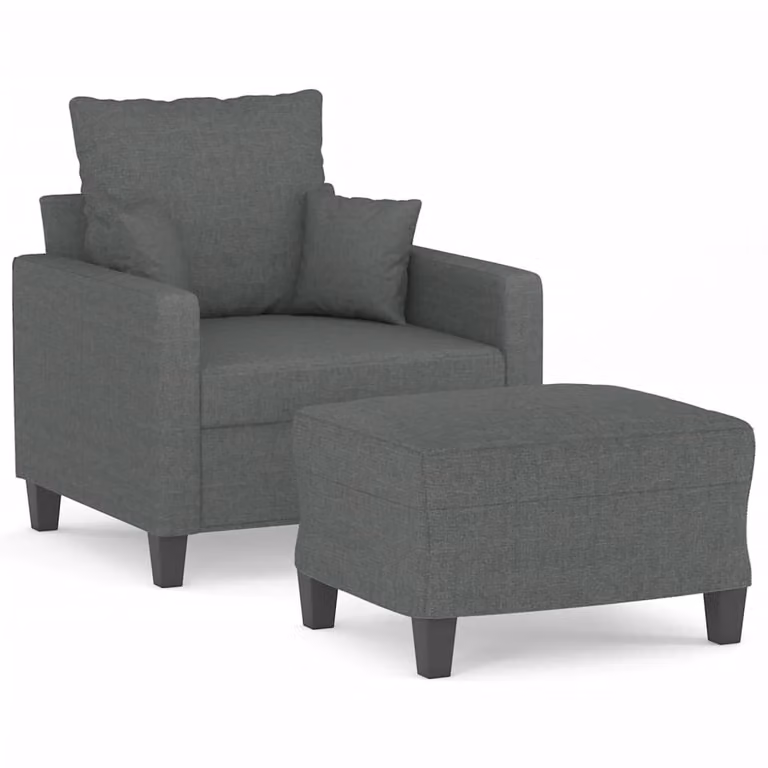 Poltrona con Poggiapiedi Grigio Scuro 60 cm in Tessuto