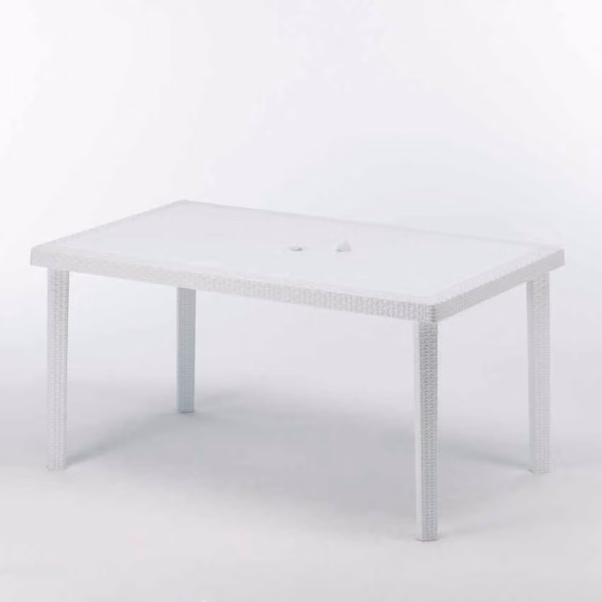 Tavolo rettangolare in polirattan Grand Soleil Boheme 150x90 - Bianco