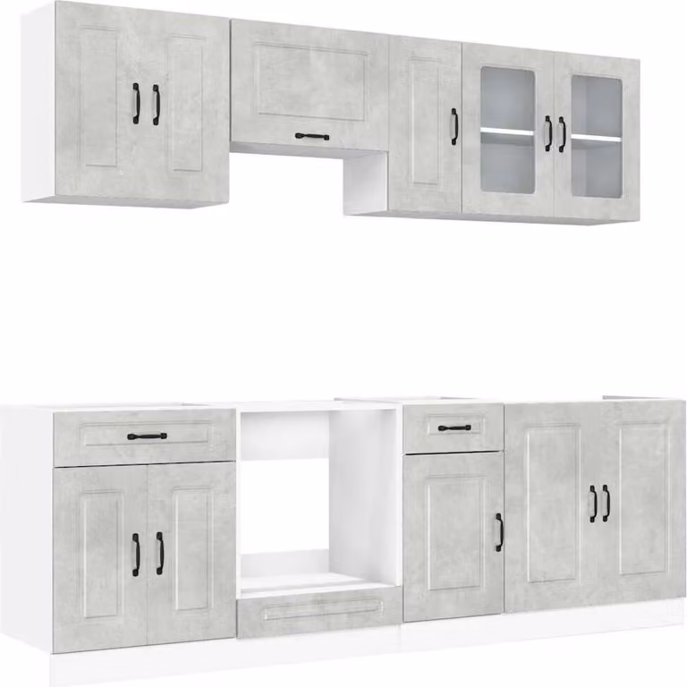 Set Mobili da Cucina 8 pz Kalmar Grigio Cemento in Truciolato