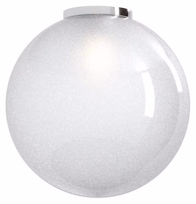 Plafoniera Contemp Glitter Metallo Cromo Vetro Soffiato Trasp 1 Luce E27 40Cm