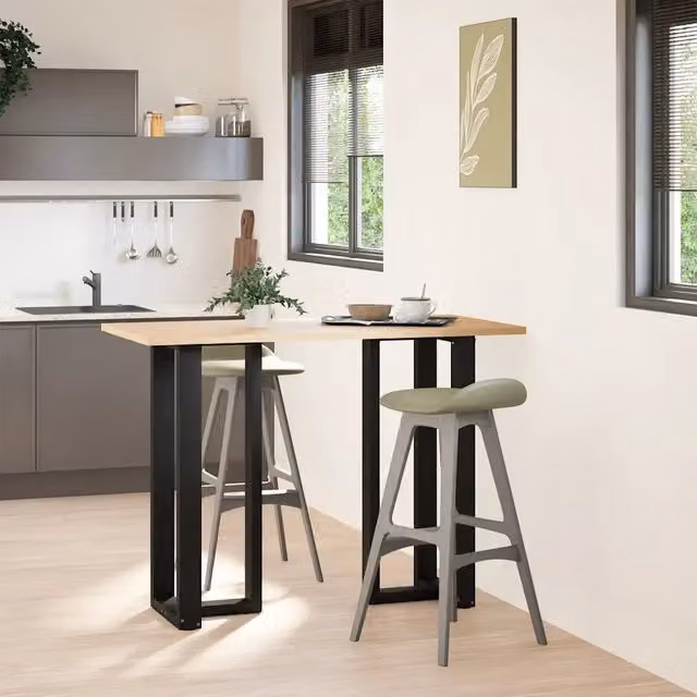 Gambe per tavolo da bar forma T 2 pz nere 50x35x(100-101) cm 4013088