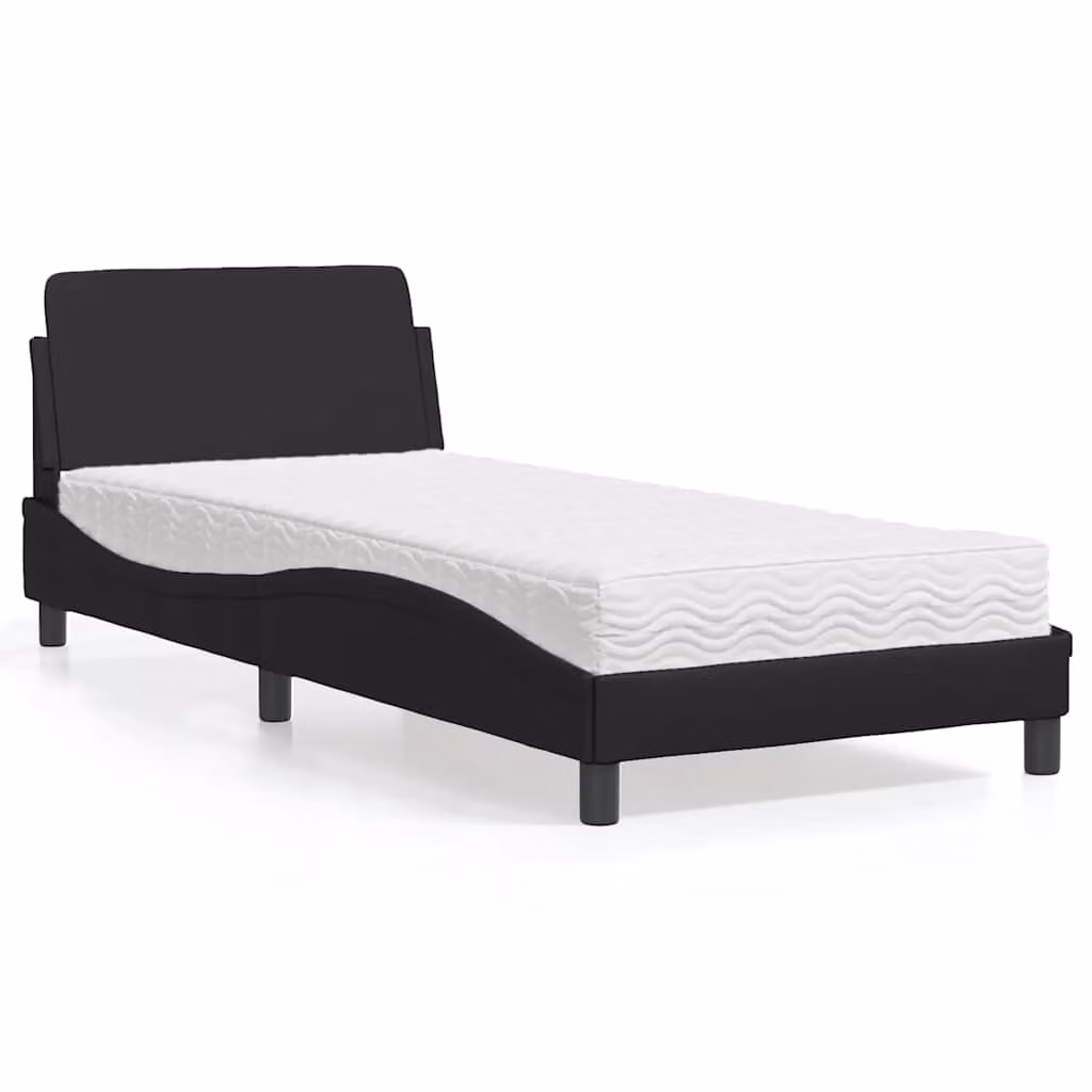 Letto con Materasso Dover vidaXL in Similpelle Nero L/P/H: 80 x 200 cm – 1