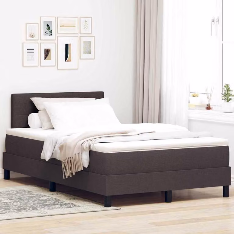 Maison Exclusive - Letto boxspring con testiera, marrone scuro, 120 x 200 cm, tessuto