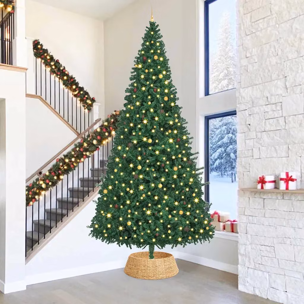 vidaXL Collare per Albero di Natale Rotondo Marrone 90 x 90 x 28 cm