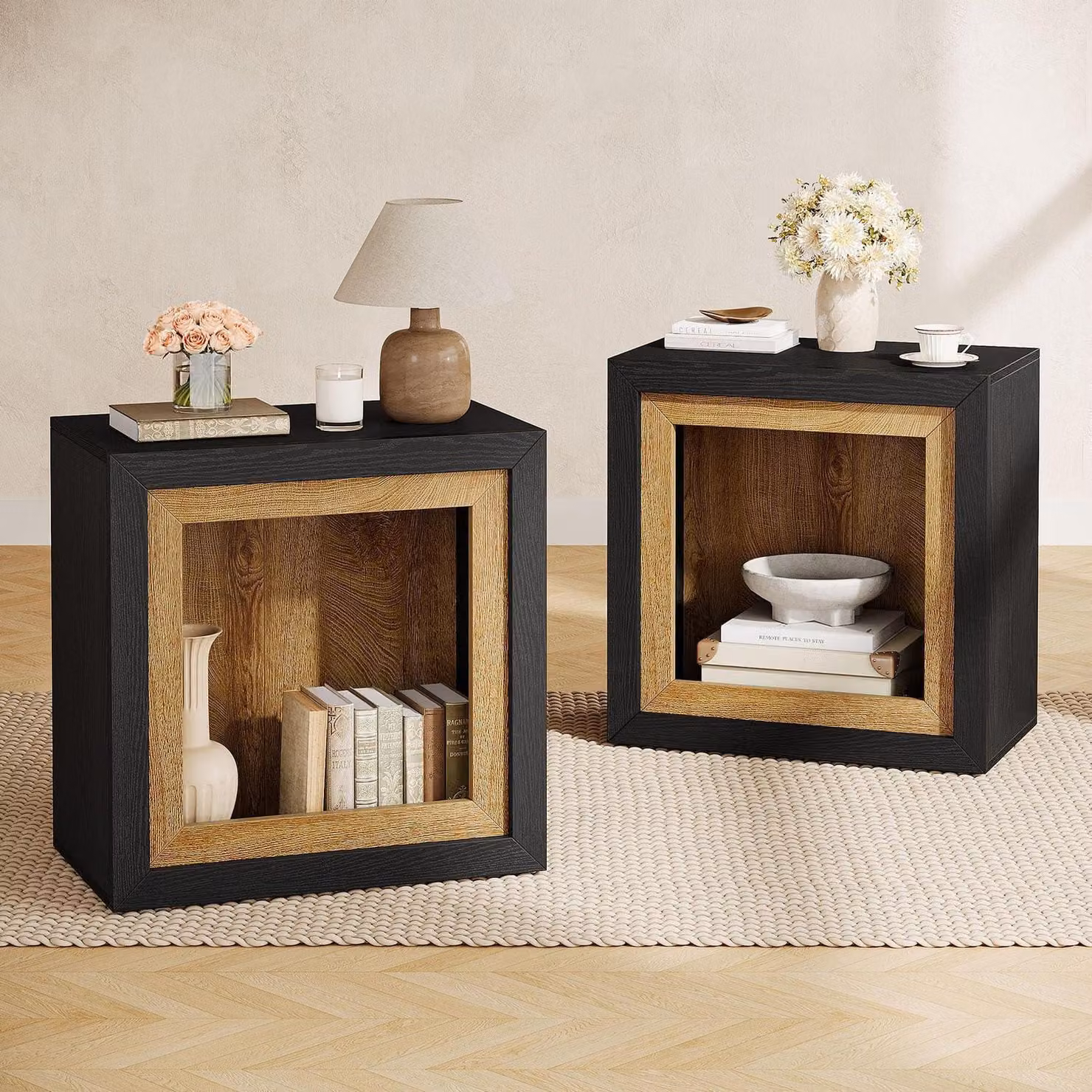 Tavolino rettangolare con spazio contenitore, dimensioni 60 x 30 x 60 cm