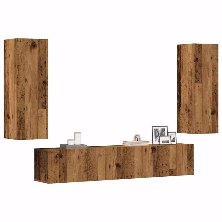 Set di 4 mobili TV da parete vidaXL in legno multistrato color marrone stile moderno