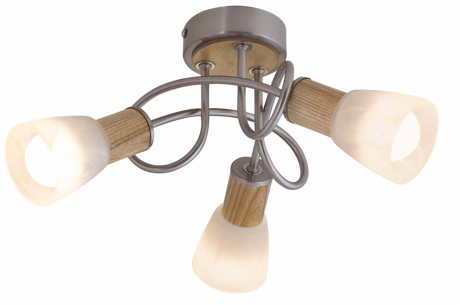 Plafoniera Gavin in metallo e vetro cromo satinato/faggio Ø38,5 cm