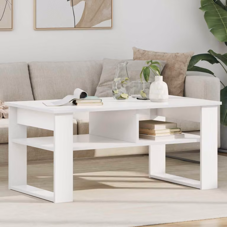 Maison Exclusive - Tavolino bianco, dimensioni 96 x 54 x 44 cm, realizzato in materiale composito di legno