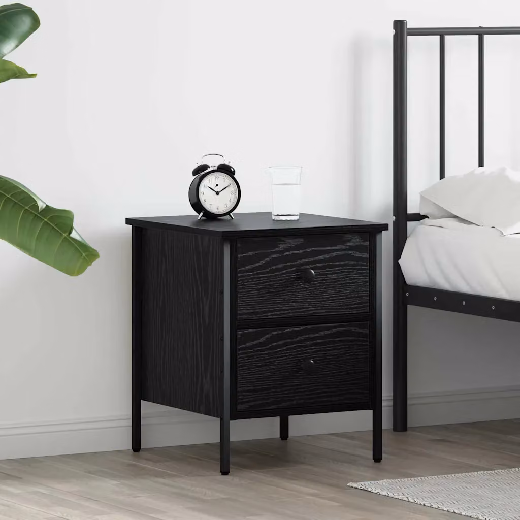 Comodino con cassetto vidaXL moderno in nero lucido L: 40 cm, P: 42 cm, H: 50 cm