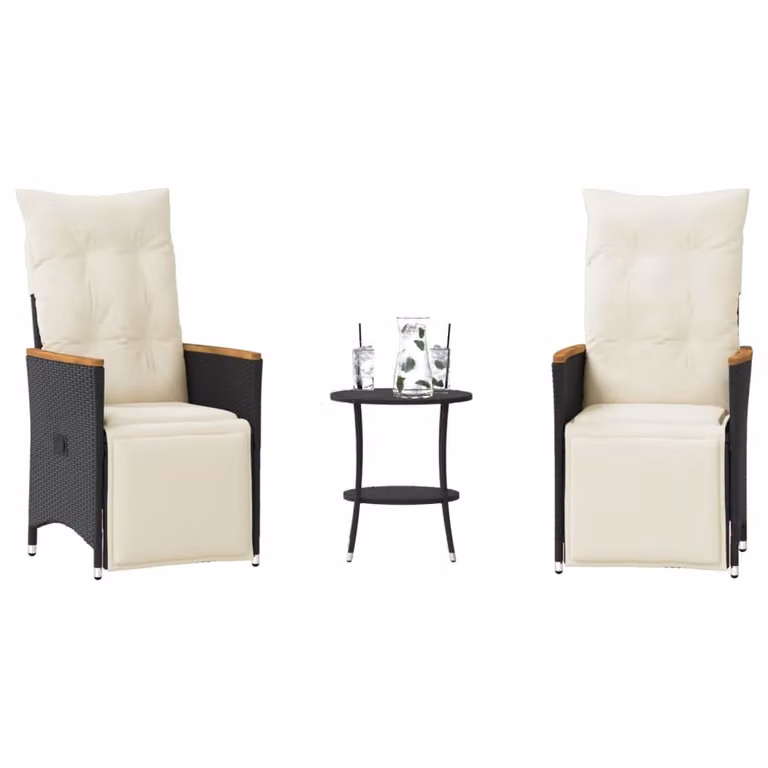 Maison Exclusive - Set da bistrot 3 pezzi con cuscini Nero Poly Rattan