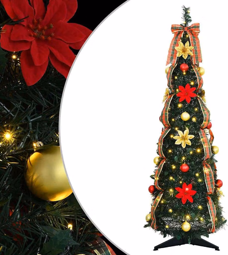 Albero di Natale artificiale con 50 LED Verde 125 cm PVC