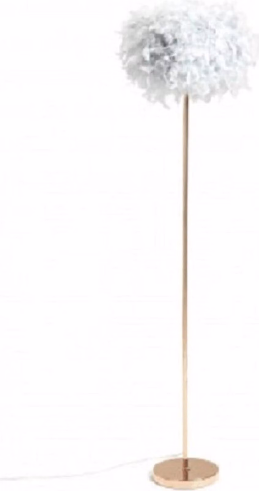 Lampada da terra Argos Home con piume grigie e base oro rosa, altezza 150 cm, compatibile con LED E14