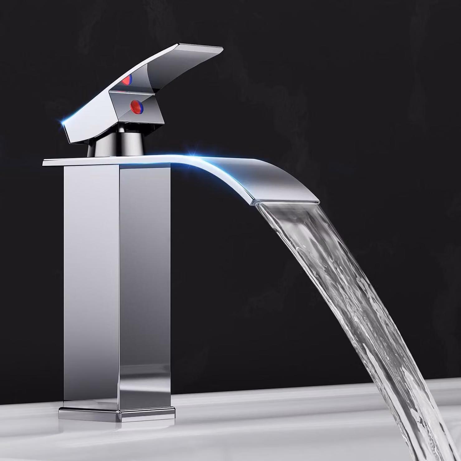 Rubinetto per lavabo, miscelatore monocomando in acciaio inossidabile, cromato, con tubi da 60 cm