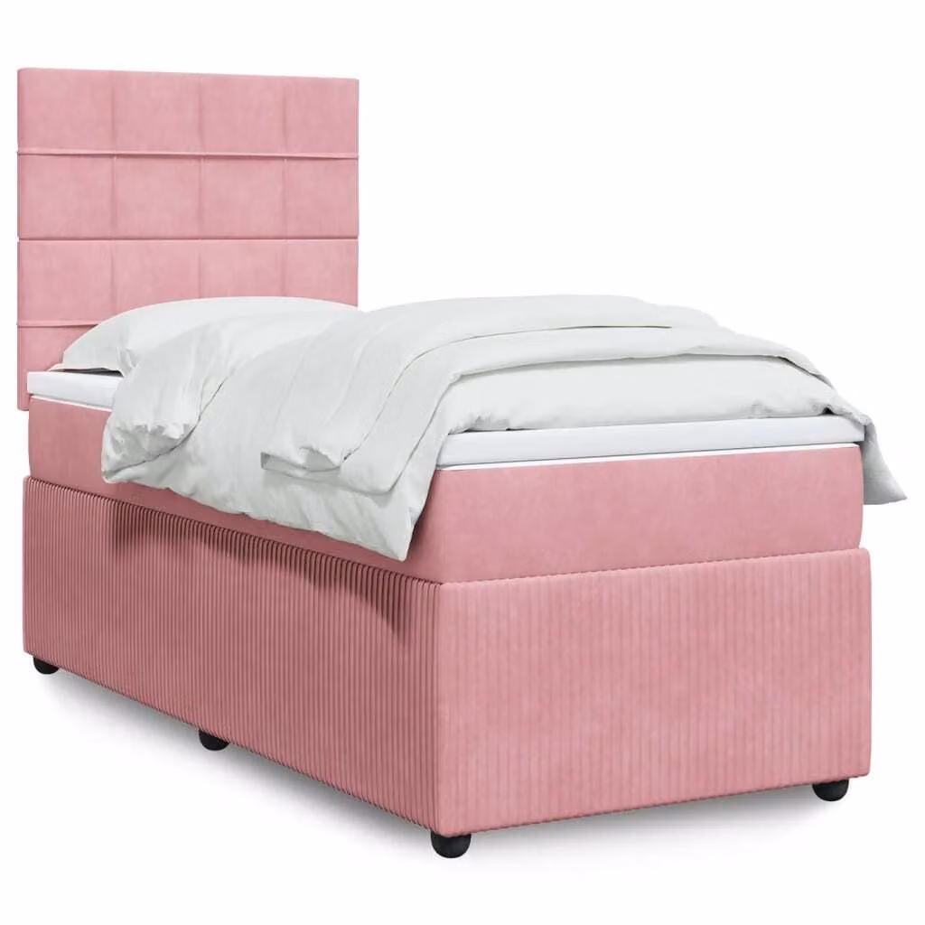 Maison Exclusive - Giroletto a Molle con Materasso Rosa 90x200 cm in Velluto