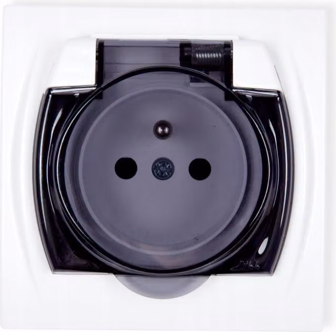 Presa da incasso IP44 con sportellino, con messa a terra, bianca, 16 A/250 V, 1 pezzo