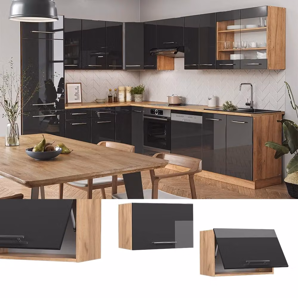 Pensile da cucina Fame-Line Vicco Antracite lucido e Rovere dorato L: 60 cm – 2
