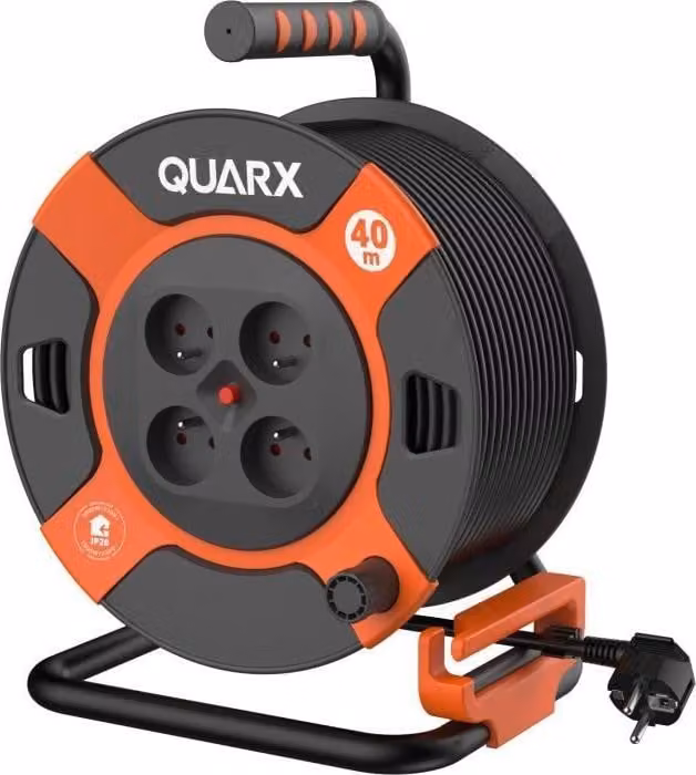 Avvolgicavo QUARX, 40 m H07RN-F 3G 1,5 mm², tamburo in plastica, 4 prese IP44 16 A