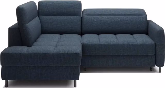 Divano angolare sinistro convertibile BARNEA MEUBLORAMA blu scuro con contenitore e funzione letto L/P/H: 208 x 100 x 114 cm – 1