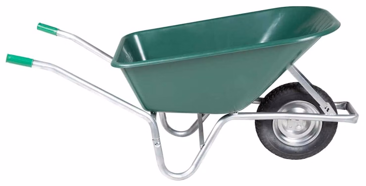 Carriola da giardino - Capacità: 90 litri - Portata: 150 kg - Telaio in acciaio zincato - Colore: verde